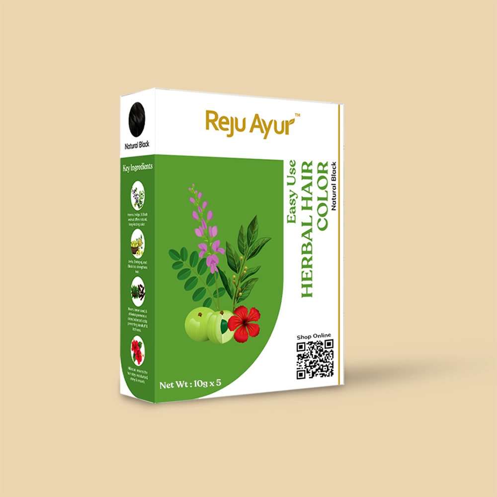 Easy Use Herbal Hair Color Powder (Natural Black)