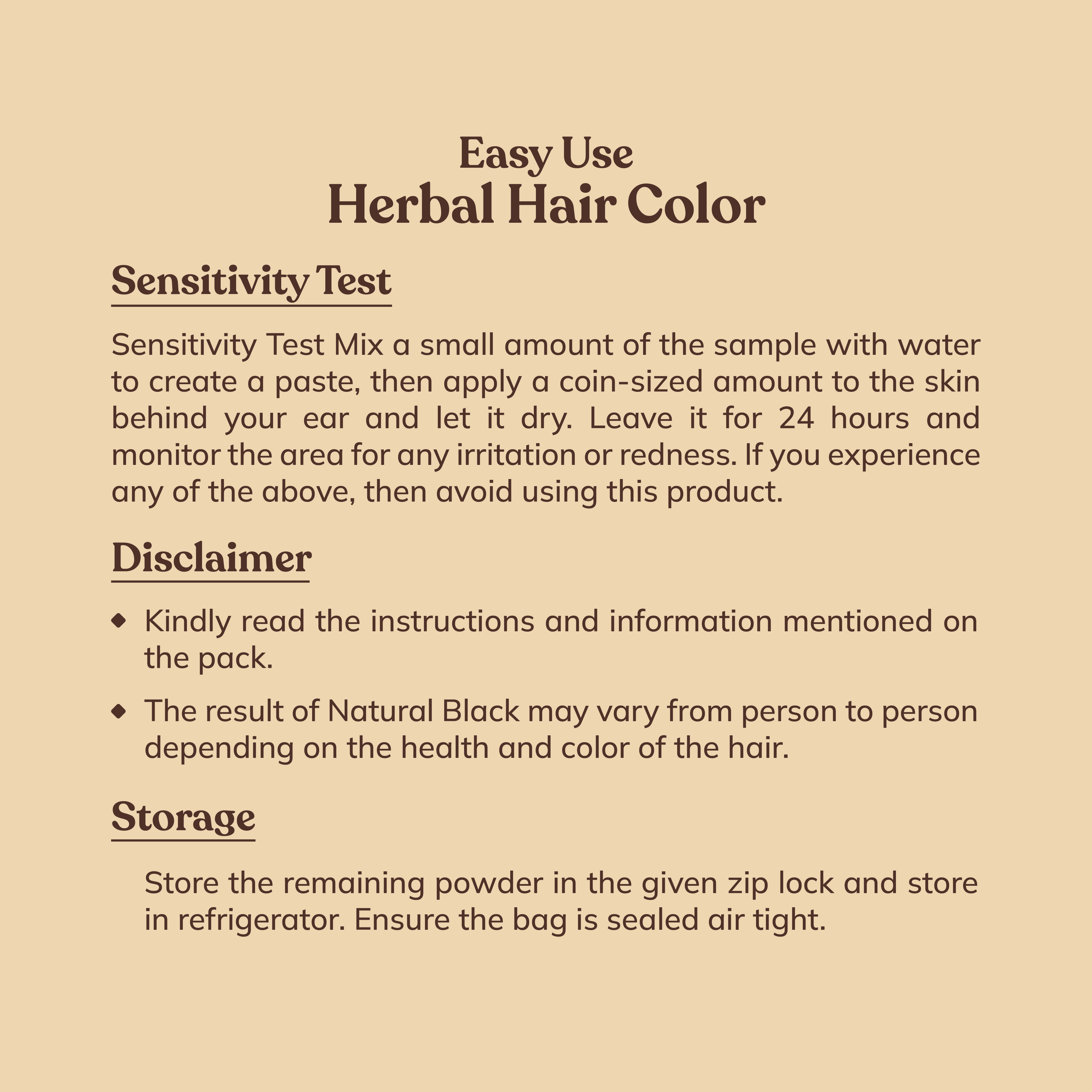 Easy Use Herbal Hair Color Powder (Natural Black) 10G