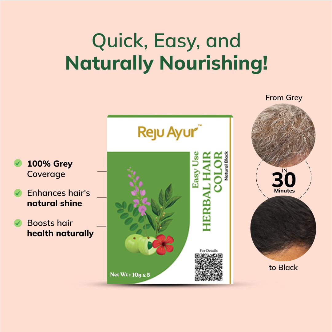 Easy Use Herbal Hair Color Powder (Natural Black)
