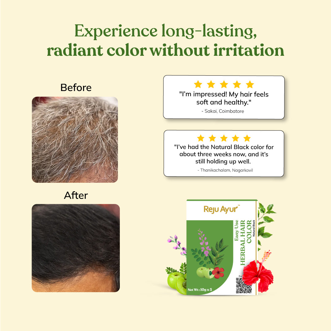 Easy Use Herbal Hair Color Powder (Natural Black)