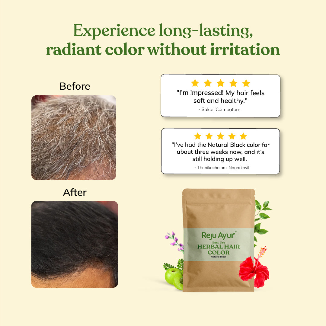 Easy Use Herbal Hair Color Powder (Natural Black) 10G