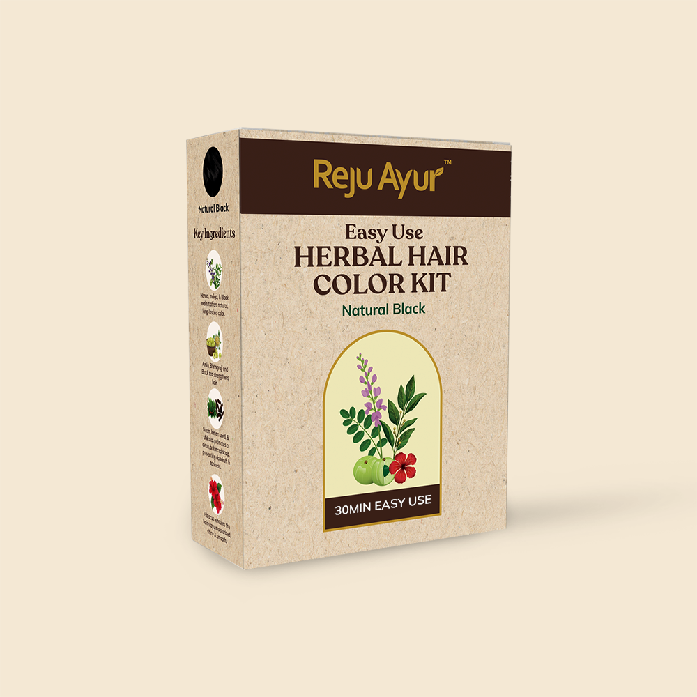Easy Use Herbal Hair color Kit (Hair Color (Natural Black)+ Hair Wash Powder)