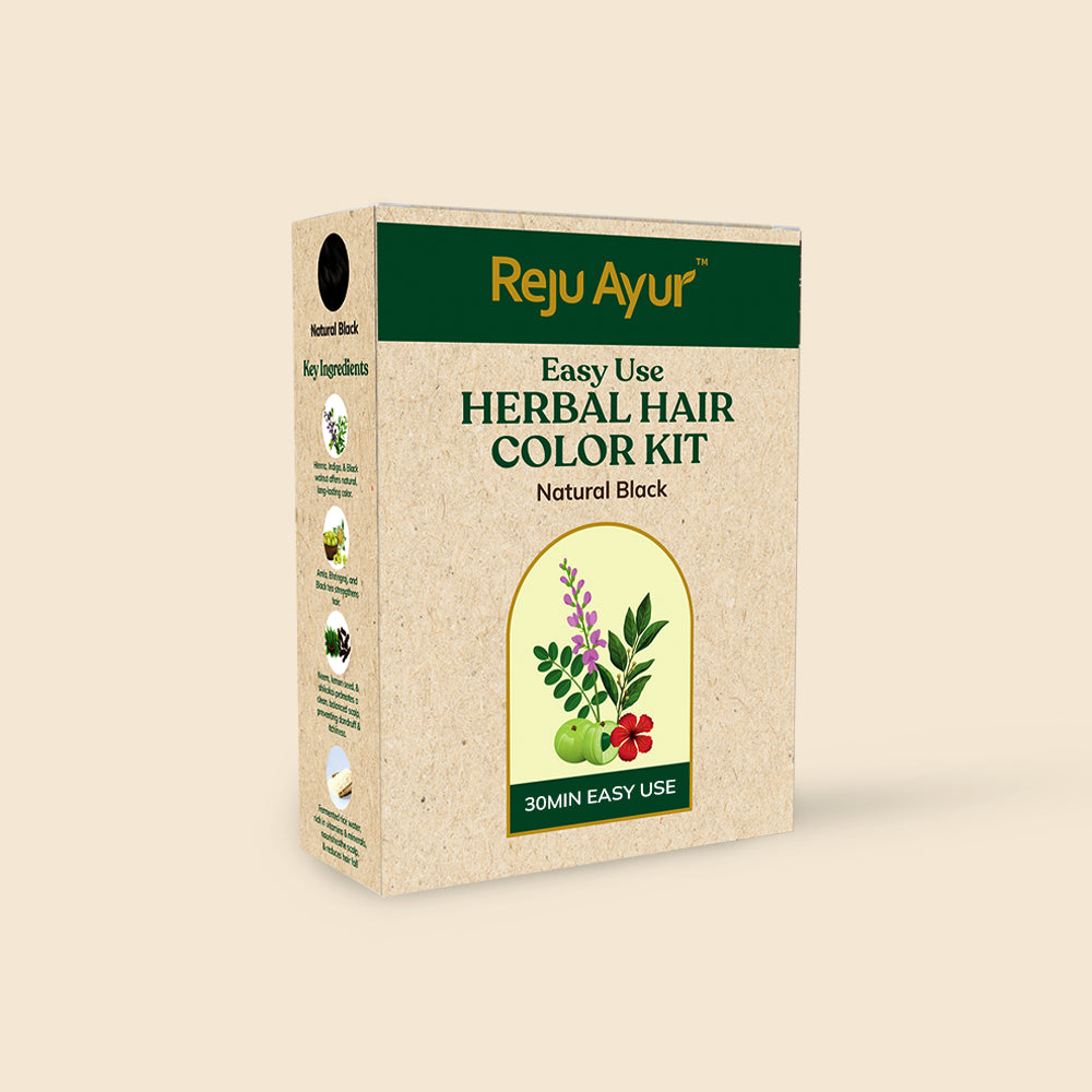 Easy Use Herbal Hair color Kit (Hair Color(Natural Black) + Rice Water Shampoo)