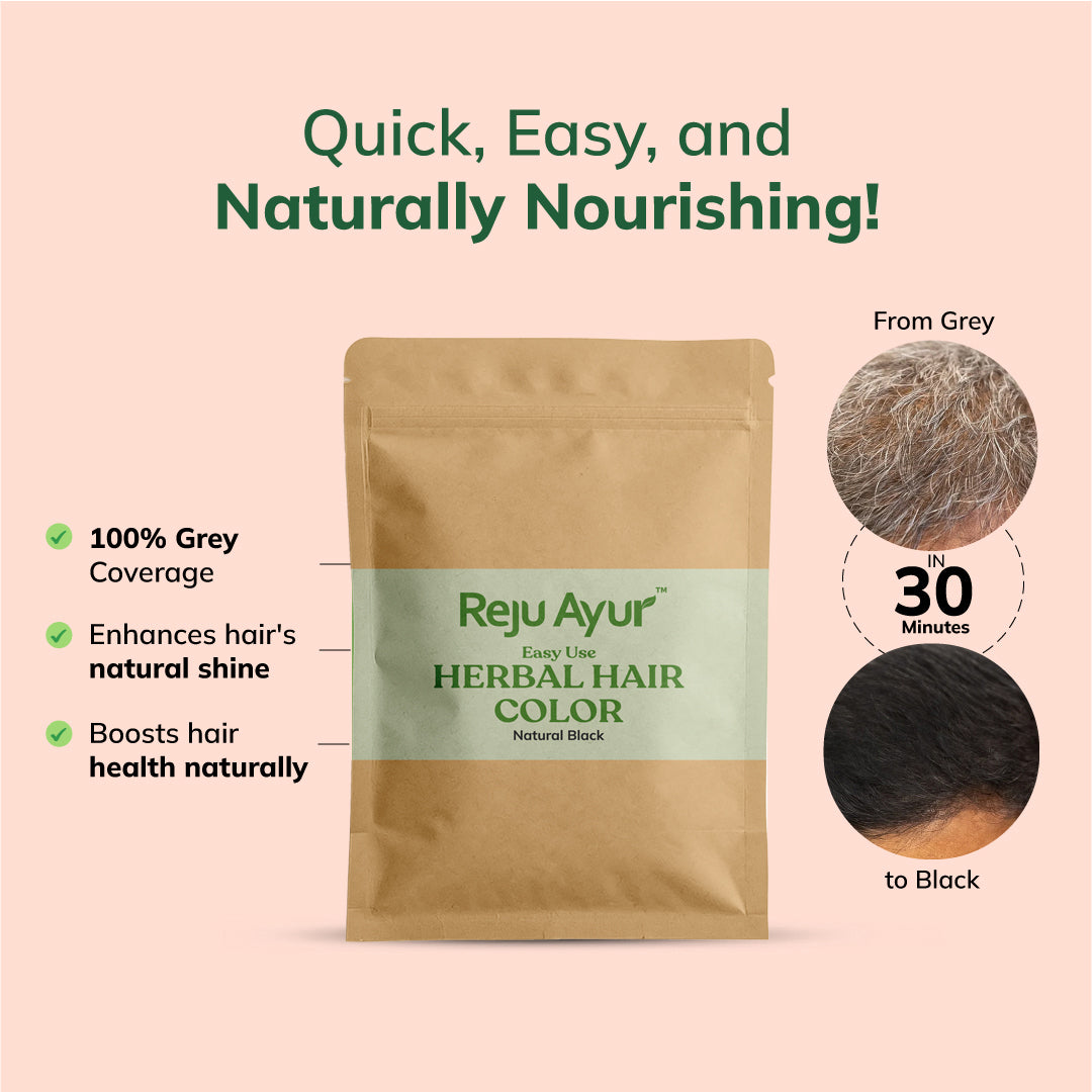 Easy Use Herbal Hair Color Powder (Natural Black) 10G