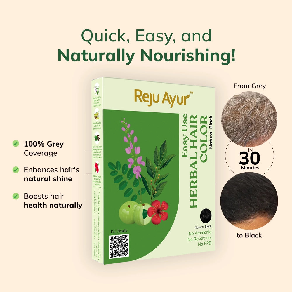 Easy Use Herbal Hair Color Powder (Natural Black) 10G