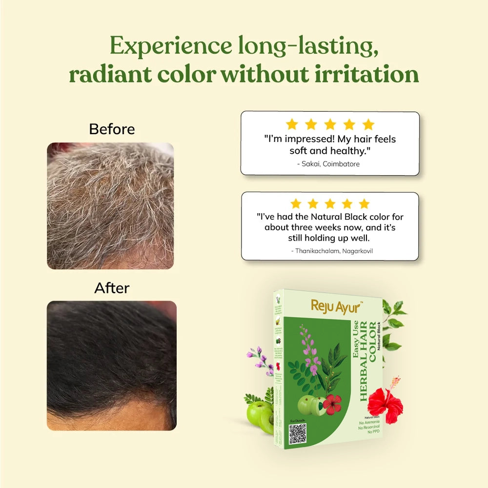 Easy Use Herbal Hair Color Powder (Natural Black) 10G